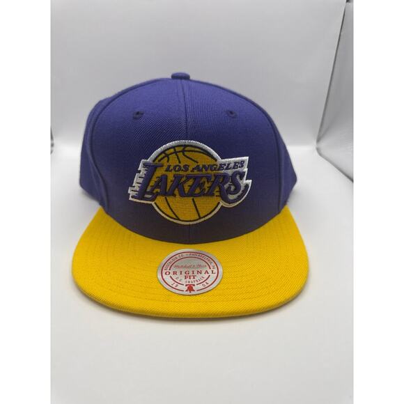 LA Lakers Mitchell & Ness NBA Snapback Hat Cap 3D Logo Purple Yellow NWT - Picture 3 of 9